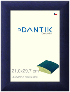 DANTIK rám na obraz 21x29,7 | LEDVINKA modrá (Sklo Čiré)
