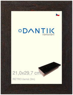 DANTIK rám na obraz 21x29,7 | RETRO černá (Sklo Čiré)