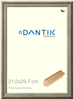 DANTIK rám na obraz 21x29,7 | Y-ka červená linka (Sklo Čiré)