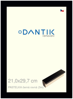 DANTIK rám na obraz 21x29,7 | PASTELKA černá rovná (Sklo Čiré)