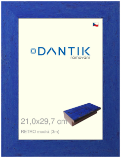 DANTIK rám na obraz 21x29,7 | RETRO modrá (Sklo Čiré)