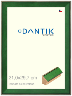 DANTIK rám na obraz 21x29,7 | INCLINATA colori zelená (Sklo Čiré)