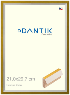 DANTIK rám na obraz 21x29,7 | EVOQUE žlutá (Sklo Čiré)
