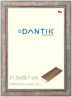 DANTIK rám na obraz 21x29,7 | ANDRE bronz střední (Sklo Čiré)