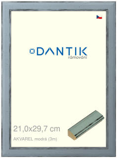 DANTIK rám na obraz 21x29,7 | AKVAREL modrá (Sklo Čiré)