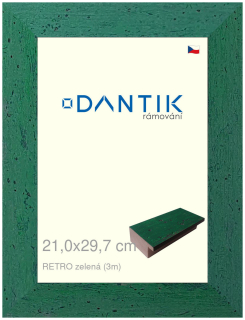 DANTIK rám na obraz 21x29,7 | RETRO zelená (Sklo Čiré)