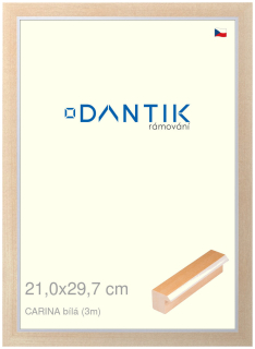 DANTIK rám na obraz 21x29,7 | CARINA Bílá (Sklo Čiré)