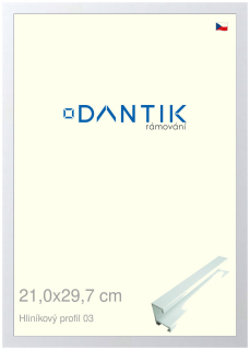 DANTIK rám na obraz 21x29,7 | ALU Bílá matná (Sklo Čiré)