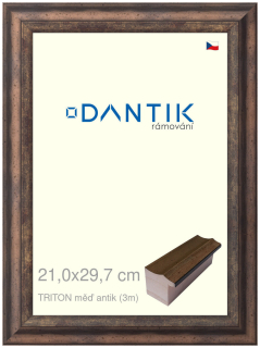DANTIK rám na obraz 21x29,7 | TRITON měď antik (Sklo Čiré)
