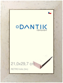 DANTIK rám na obraz 21x29,7 | RETRO bílá (Sklo Čiré)