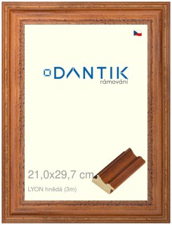 DANTIK rám na obraz 21x29,7 | LYON hnědá (Sklo Čiré)