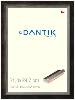 DANTIK rám na obraz 21x29,7 | AMALFI piccola černá (Sklo Čiré)