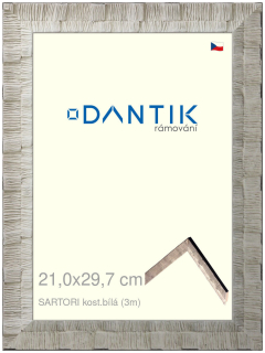 DANTIK rám na obraz 21x29,7 | SARTORI kost.bílá (Sklo Čiré)