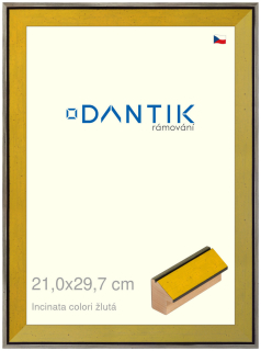 DANTIK rám na obraz 21x29,7 | INCLINATA colori žlutá (Sklo Čiré)