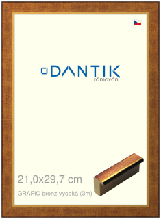 DANTIK rám na obraz 21x29,7 | GRAFIC bronz vysoká (Sklo Čiré)